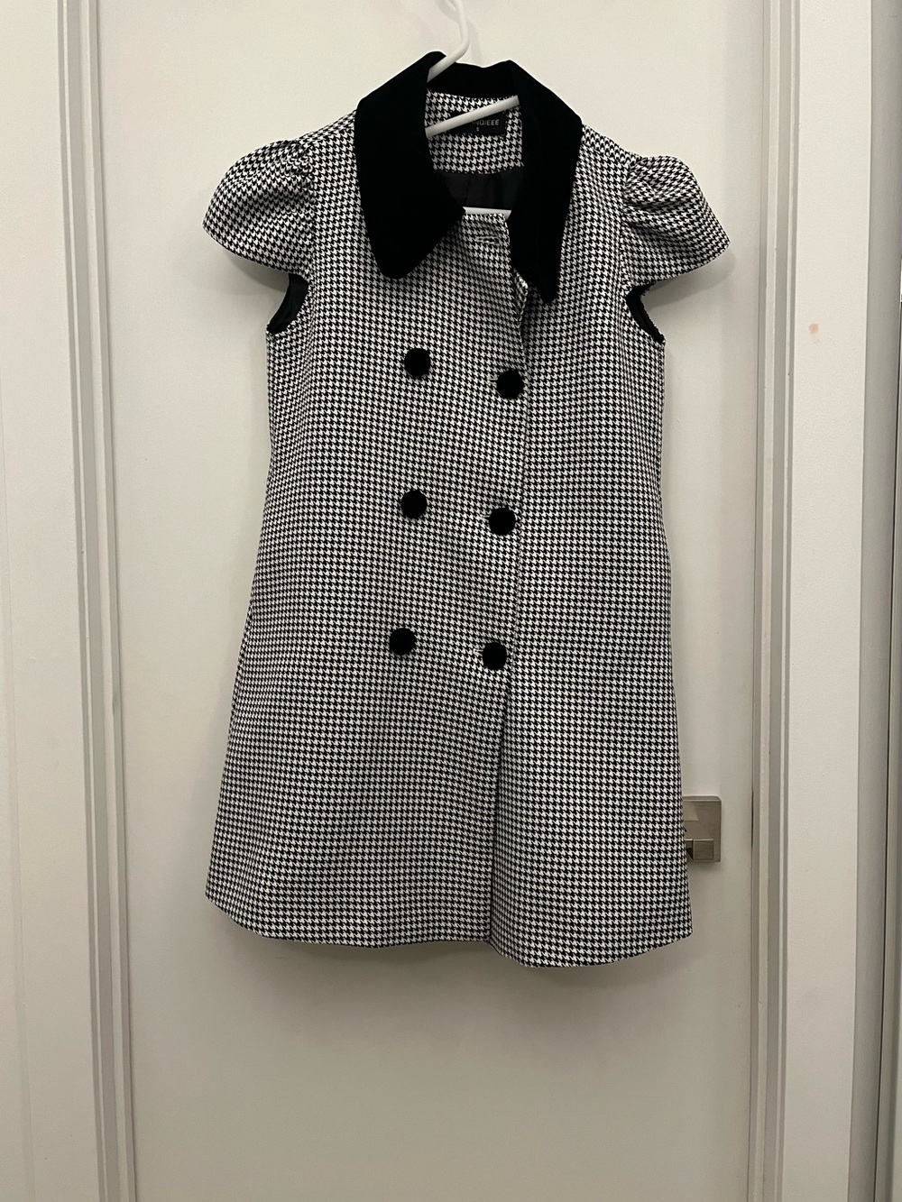 Black & White Houndstooth Double-Breasted Dress
